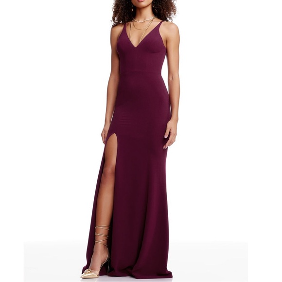 Dress The Population Iris Dark Magenta Gown Size XS Nwot - Picture 1 of 12
